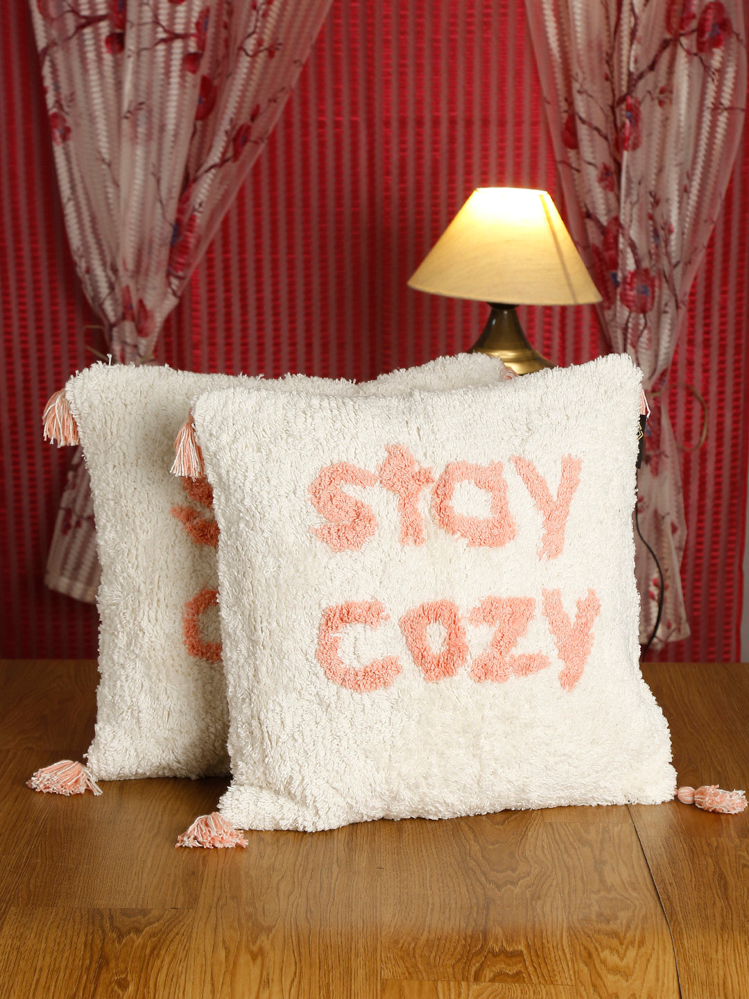 Set Of 2 Geometric Pure Cotton Square Cushion Covers (16 X 16 Inches)