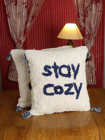 Set Of 2 Geometric Pure Cotton Square Cushion Covers (16 X 16 Inches)