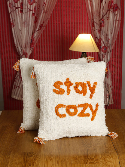 Set Of 2 Geometric Pure Cotton Square Cushion Covers (16 X 16 Inches)