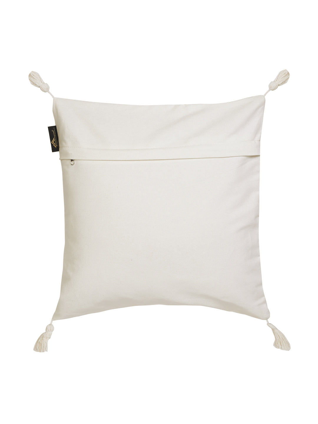 Set Of 2 Geometric Embroidered Pure Cotton Square Cushion Covers(16 X 16 Inches)