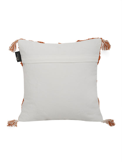 Set Of 2 Geometric Embroidered Pure Cotton Square Cushion Covers(16 X 16 Inches)