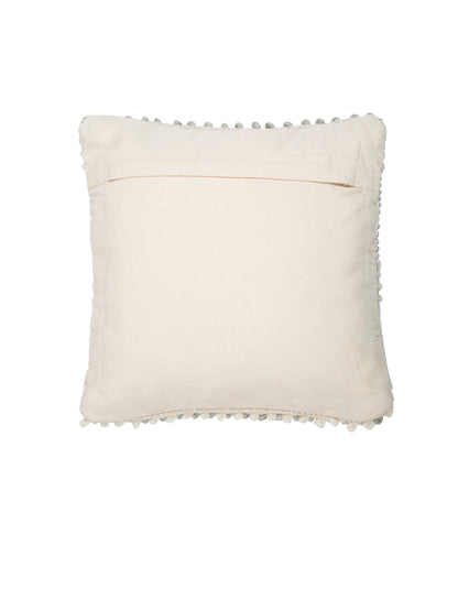 Beige & White Set of 2 Self Design Square Cushion Covers(16 X 16 Inches)