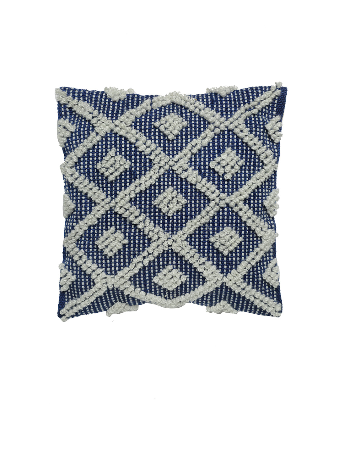 Beige & White Set of 2 Self Design Square Cushion Covers(16 X 16 Inches)