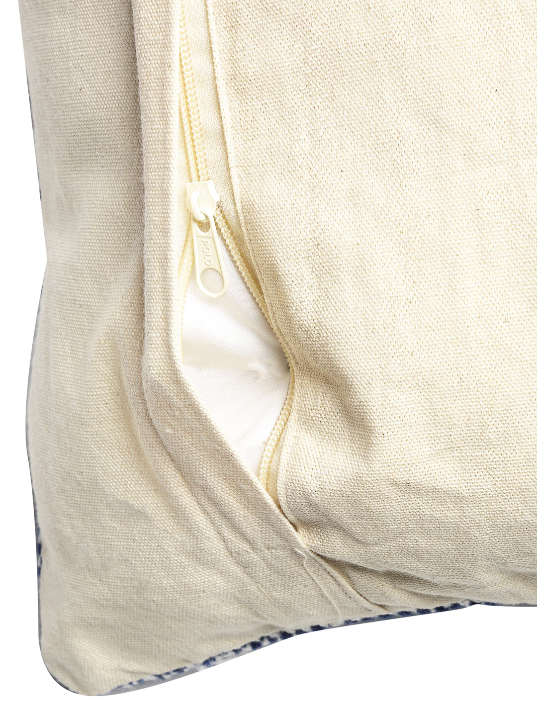 Beige & White Set of 2 Self Design Square Cushion Covers(16 X 16 Inches)