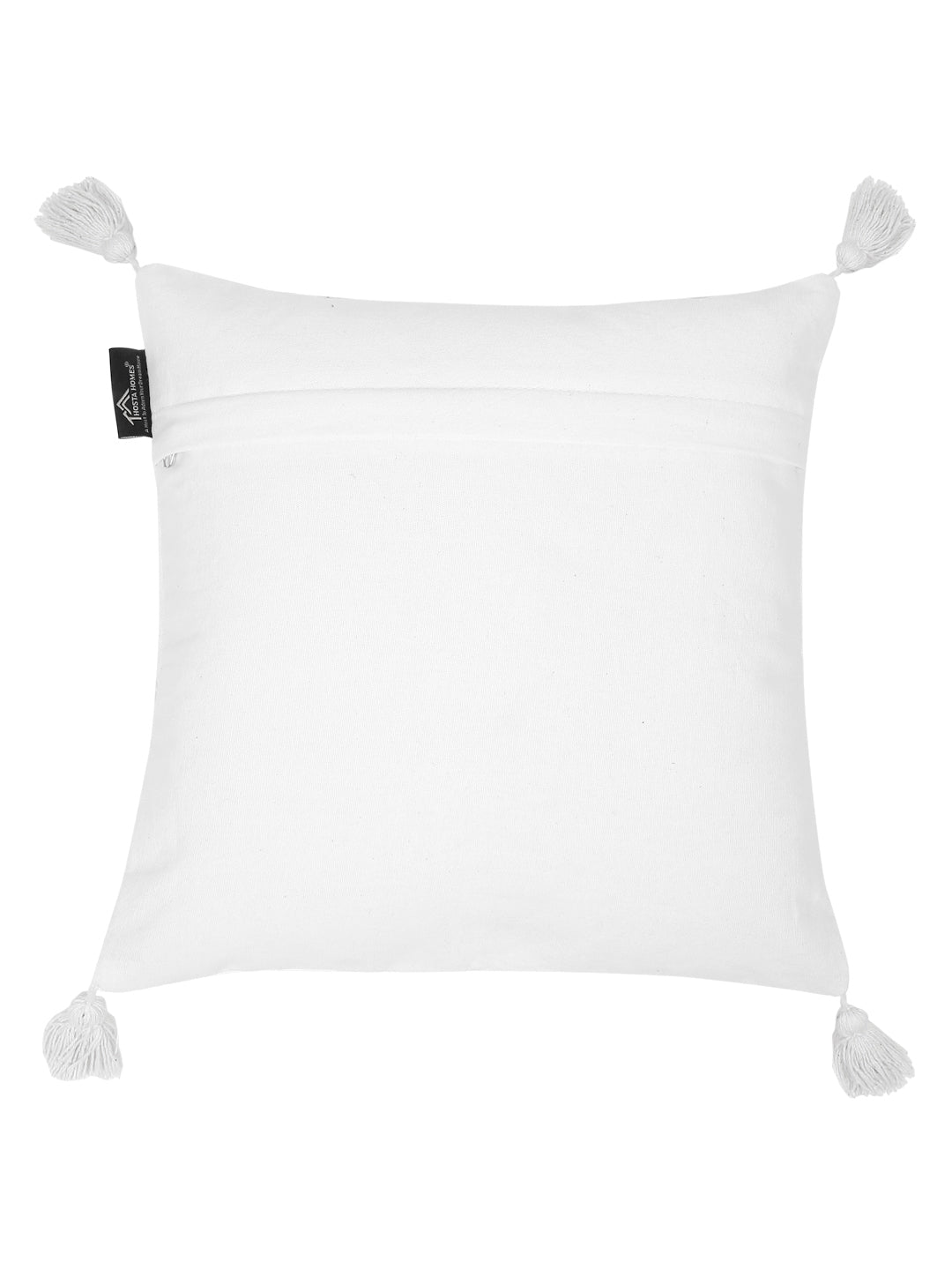 Set Of 2 Geometric Embroidered Pure Cotton Square Cushion Covers(16 X 16 Inches)