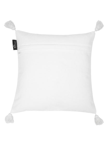 Set Of 2 Geometric Embroidered Pure Cotton Square Cushion Covers(16 X 16 Inches)
