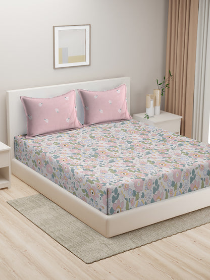Soft Pollycotton Floral Bedsheet 220 TC Bedsheet with Maching  pillow cover
