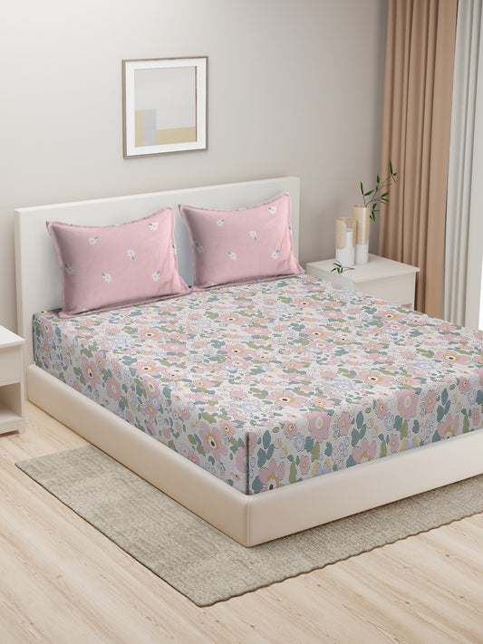 Soft Pollycotton Floral Bedsheet 220 TC Bedsheet with pillow cover