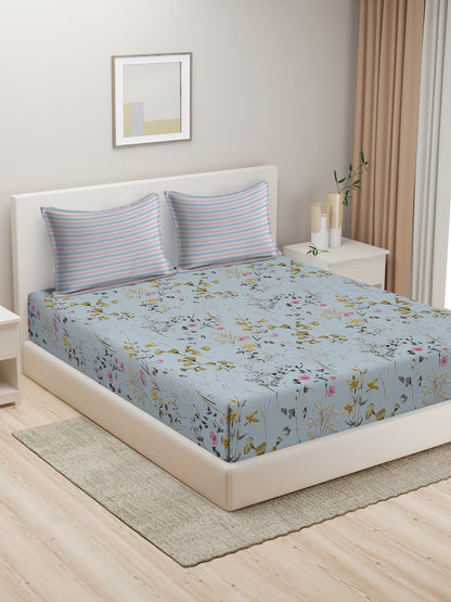 Soft Pollycotton Floral Bedsheet 220 TC Bedsheet with Maching  pillow cover