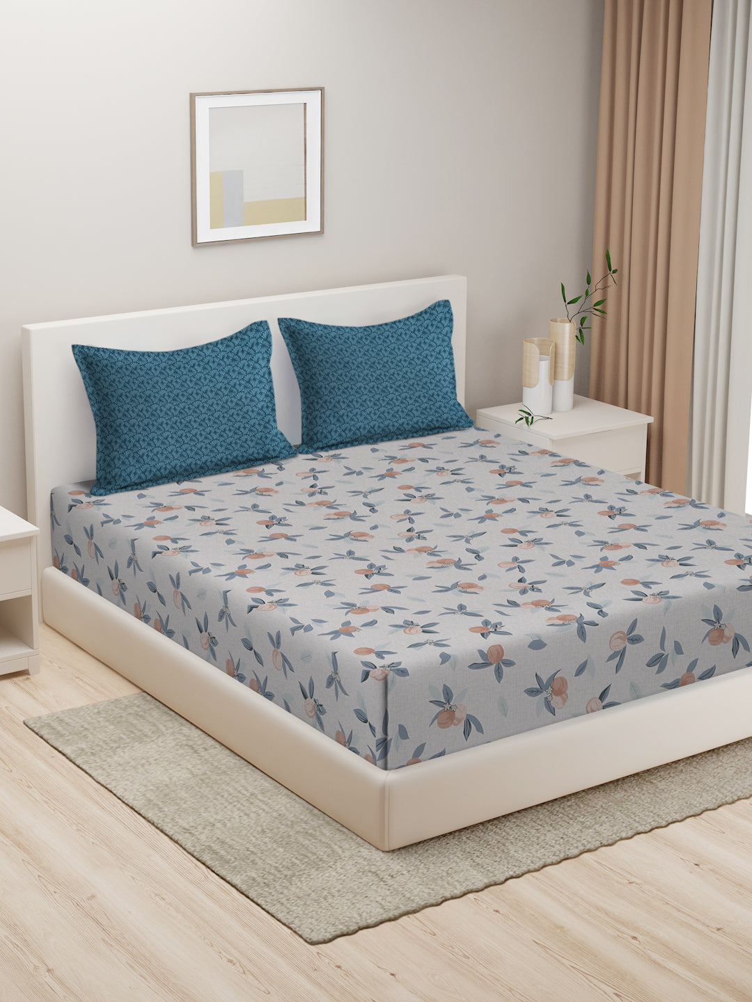 Soft Pollycotton Floral Bedsheet 220 TC Bedsheet with Maching  pillow cover
