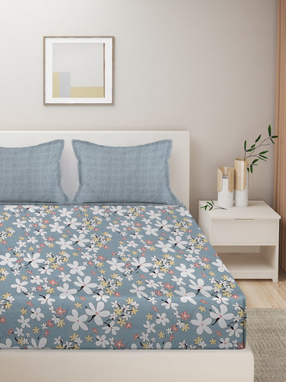 Soft Pollycotton Floral Bedsheet 220 TC Bedsheet with Maching  pillow cover