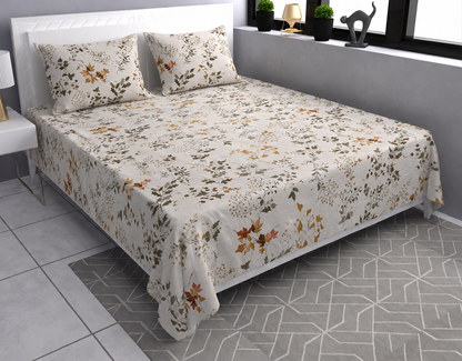 Soft Pollycotton Floral Bedsheet 220 TC Bedsheet with Maching  pillow cover
