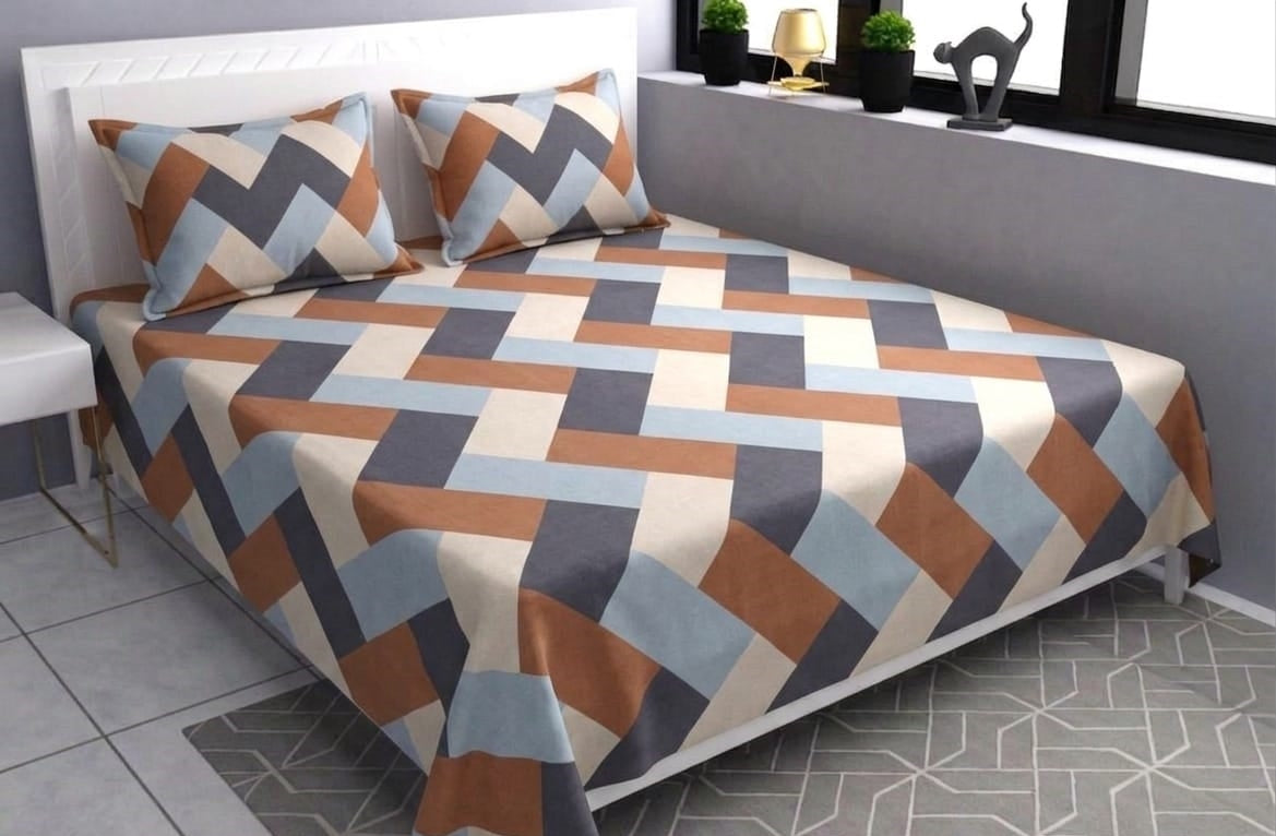 Soft Pollycotton Floral Bedsheet 220 TC Bedsheet with Maching  pillow cover