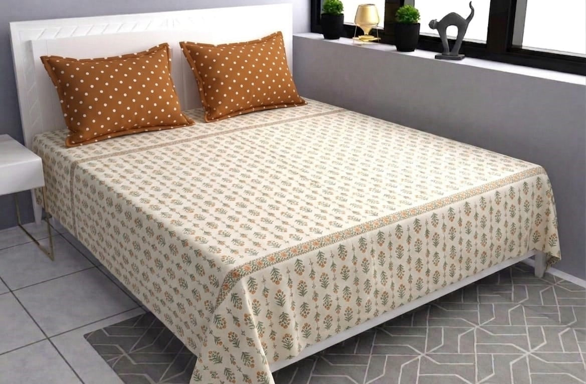 Soft Pollycotton Floral Bedsheet 220 TC Bedsheet with pillow cover