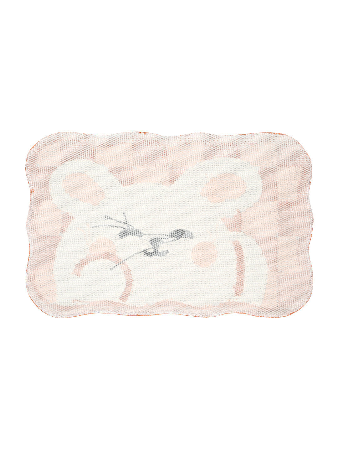 Grey & Black Printed Cotton Fur Anti Skid Bath Rugs