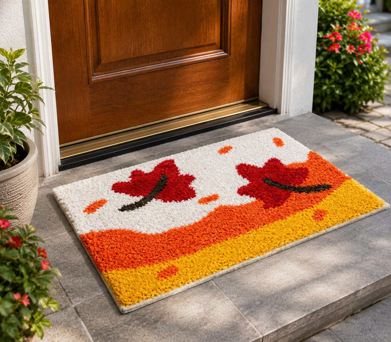 Geometric Pattern Anti-Skid Door Mat | Multipurpose Indoor & Outdoor Entrance Floor Mat | Soft, Durable & Easy to Clean | 16 x 24 Inch