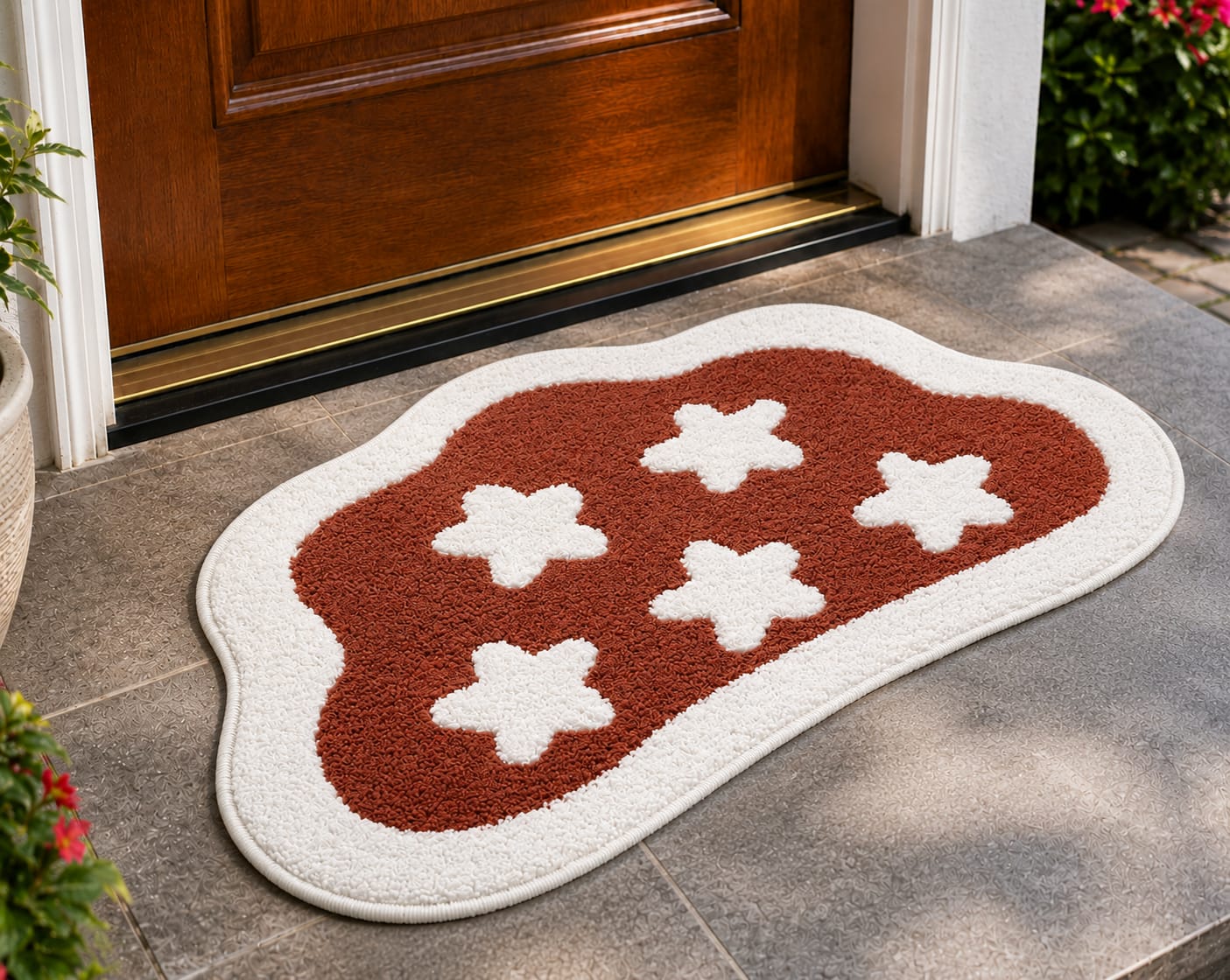 Geometric Pattern Anti-Skid Door Mat | Multipurpose Indoor & Outdoor Entrance Floor Mat | Soft, Durable & Easy to Clean | 16 x 24 Inch