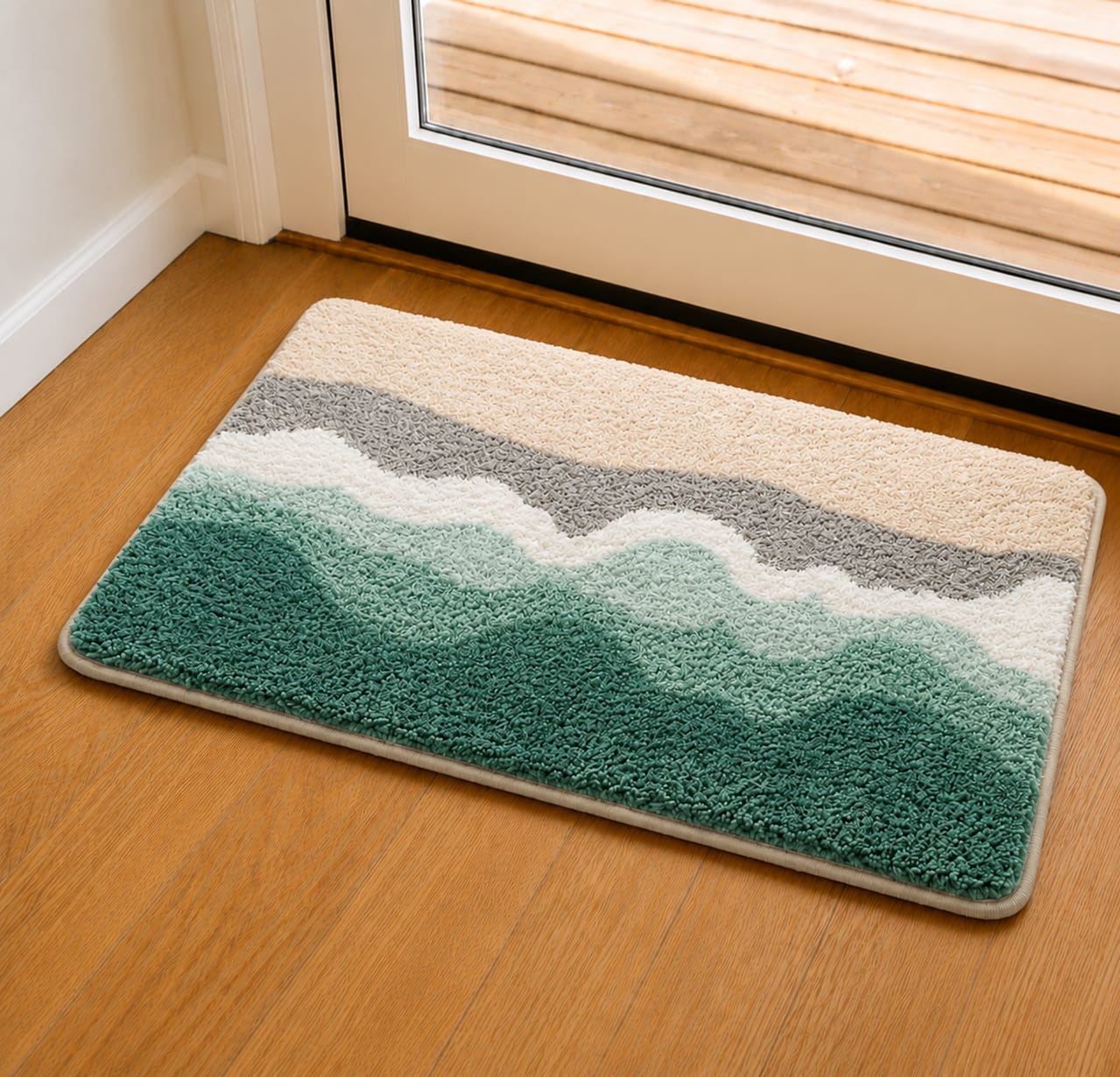 Geometric Pattern Anti-Skid Door Mat | Multipurpose Indoor & Outdoor Entrance Floor Mat | Soft, Durable & Easy to Clean | 16 x 24 Inch