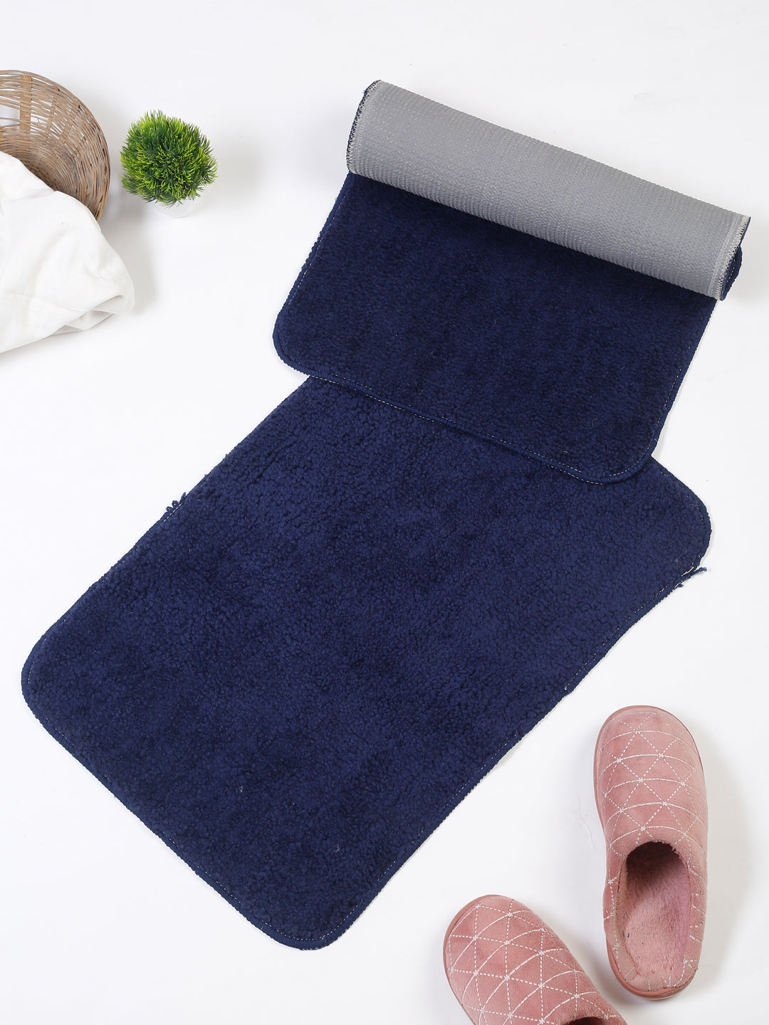 Premium Microfiber Anti-Skid Door Mat 16x24 Inch | Solid Pattern | Pack of 2