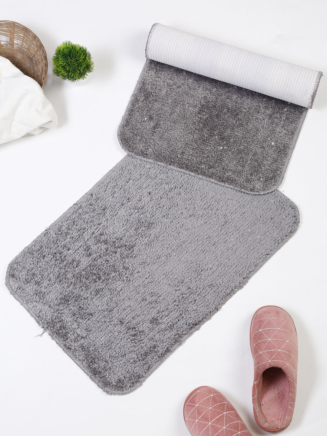 Premium Microfiber Anti-Skid Door Mat 16x24 Inch | Solid Pattern | Pack of 2