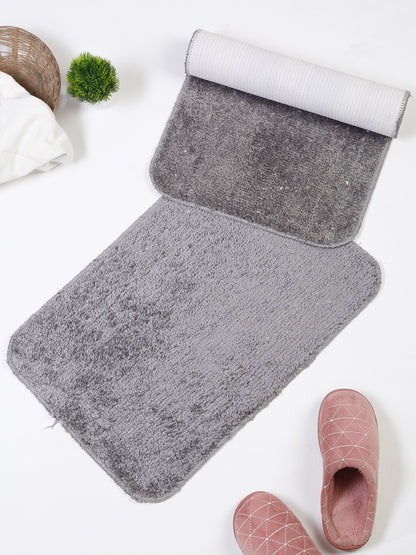 Premium Microfiber Anti-Skid Door Mat 16x24 Inch | Solid Pattern | Pack of 2
