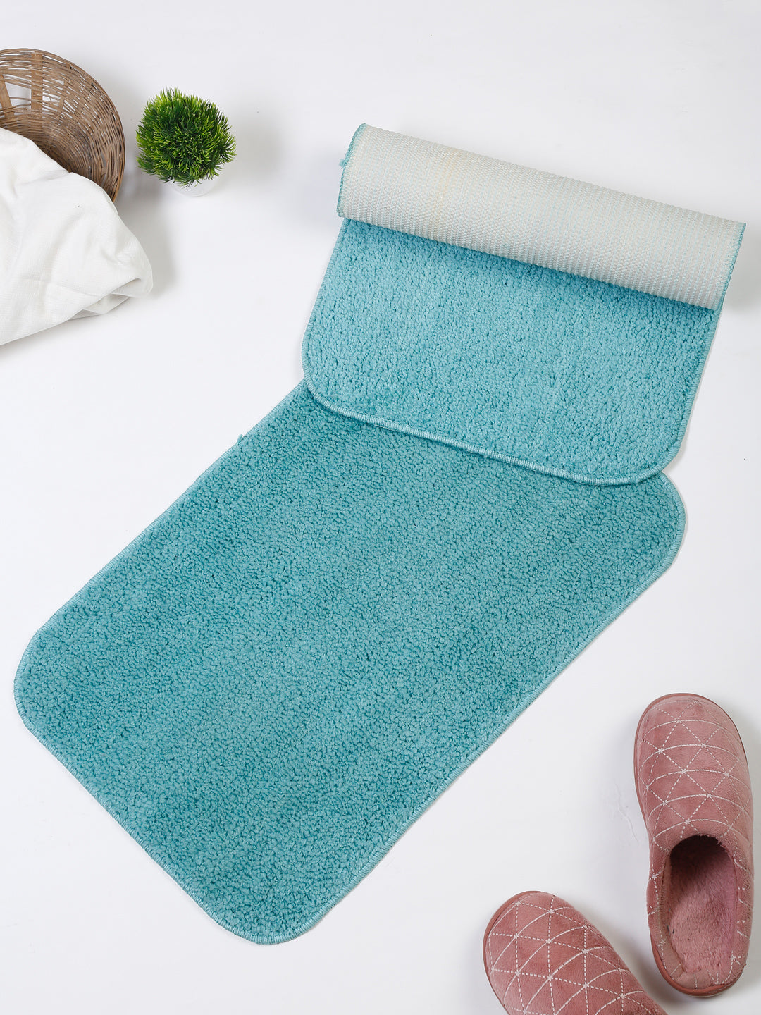 Premium Microfiber Anti-Skid Door Mat 16x24 Inch | Solid Pattern | Pack of 2
