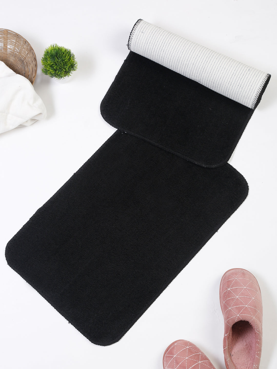 Premium Microfiber Anti-Skid Door Mat 16x24 Inch | Solid Pattern | Pack of 2