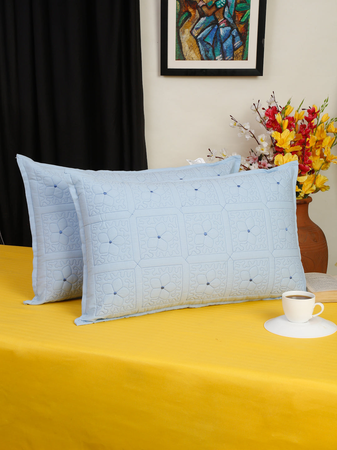 Embroidered Cotton Pillow Covers  – Soft, Breathable & Fade-Resistant(Pack of 2)