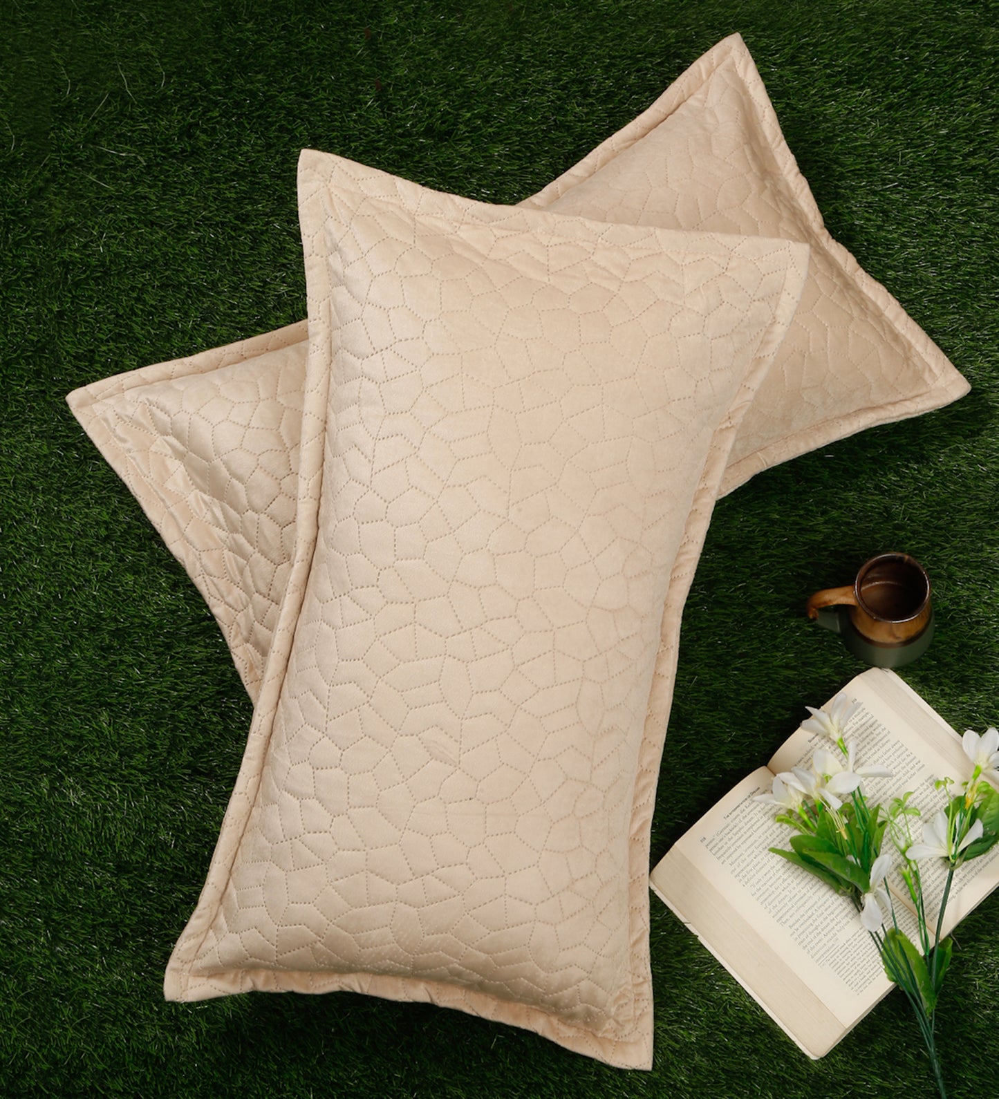Grey Self Design Rectangle Shaped Pillow Cover