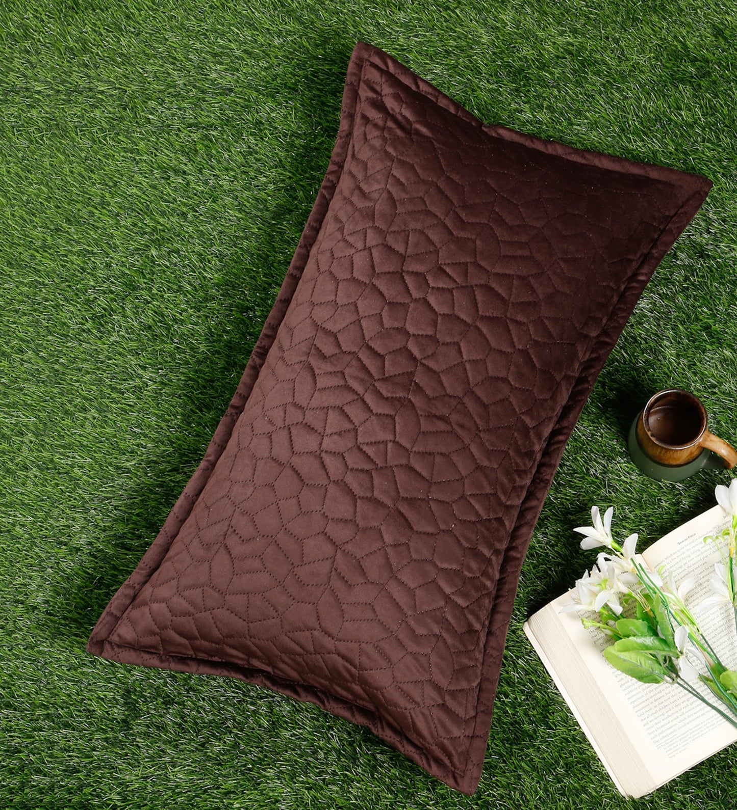 Grey Self Design Rectangle Shaped Pillow Cover