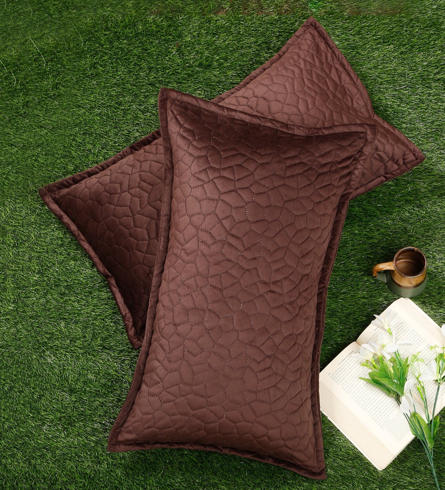 Grey Self Design Rectangle Shaped Pillow Cover