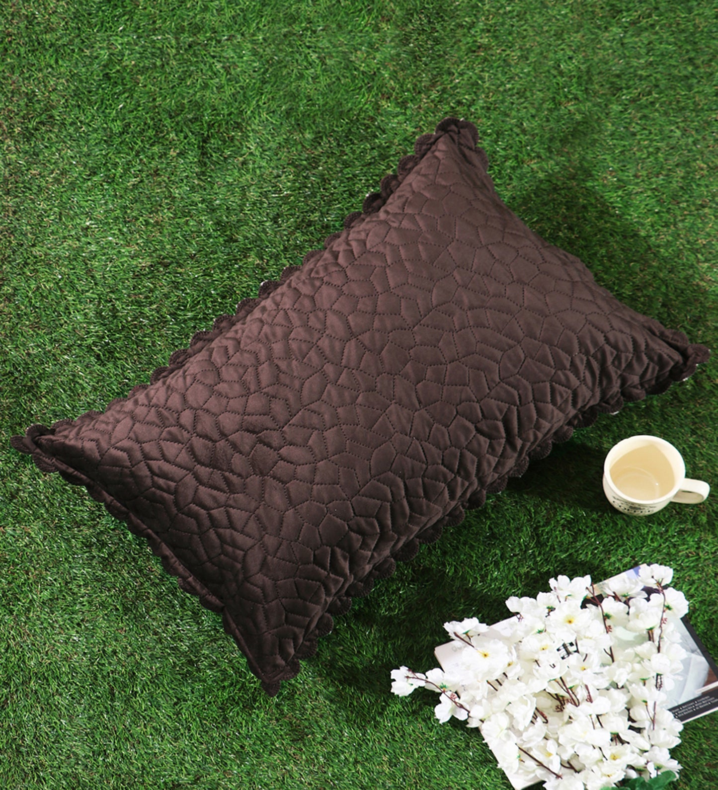 Self Designed cut edged velvet pillow covers