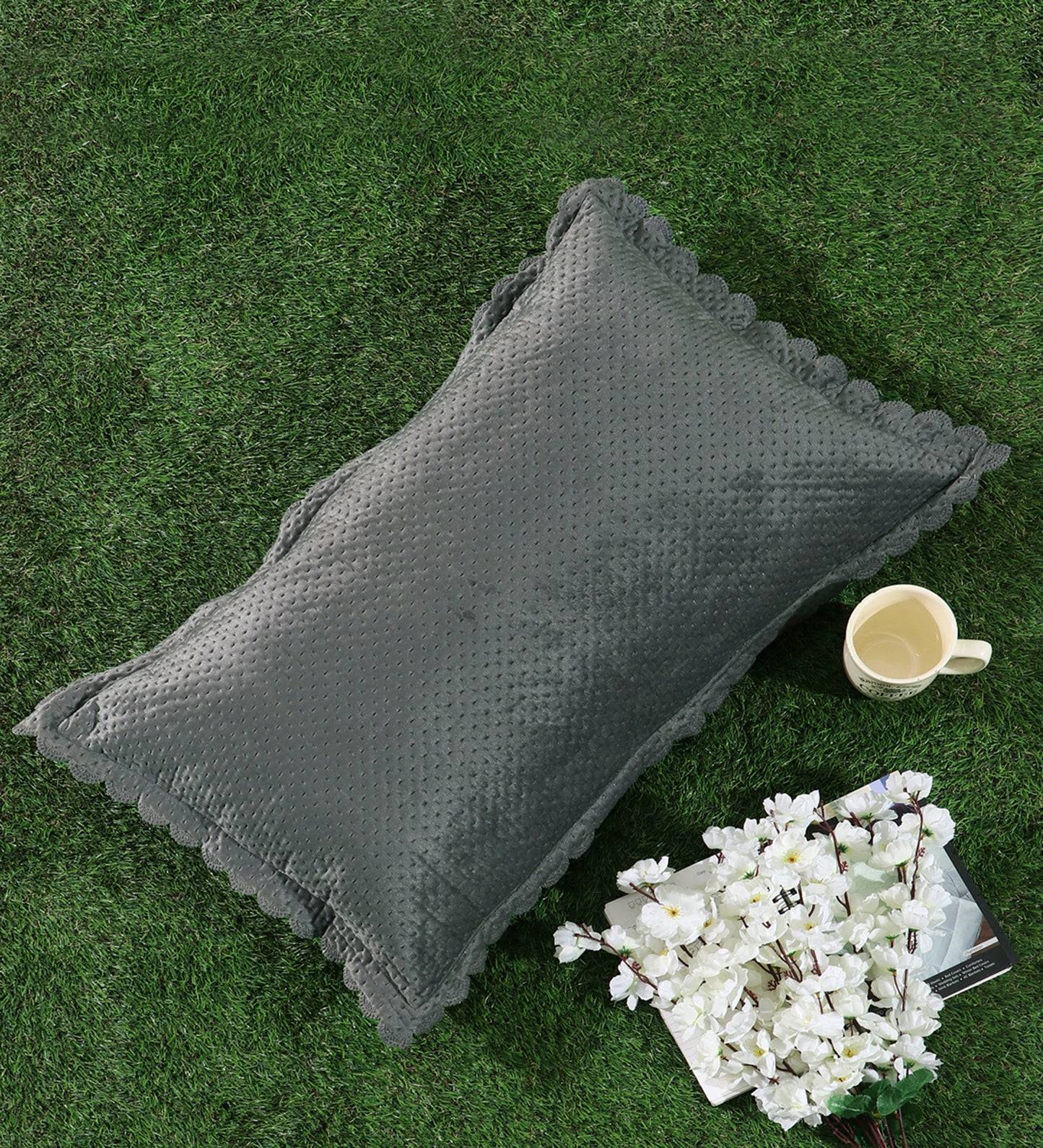 Self Designed cut edged velvet pillow covers