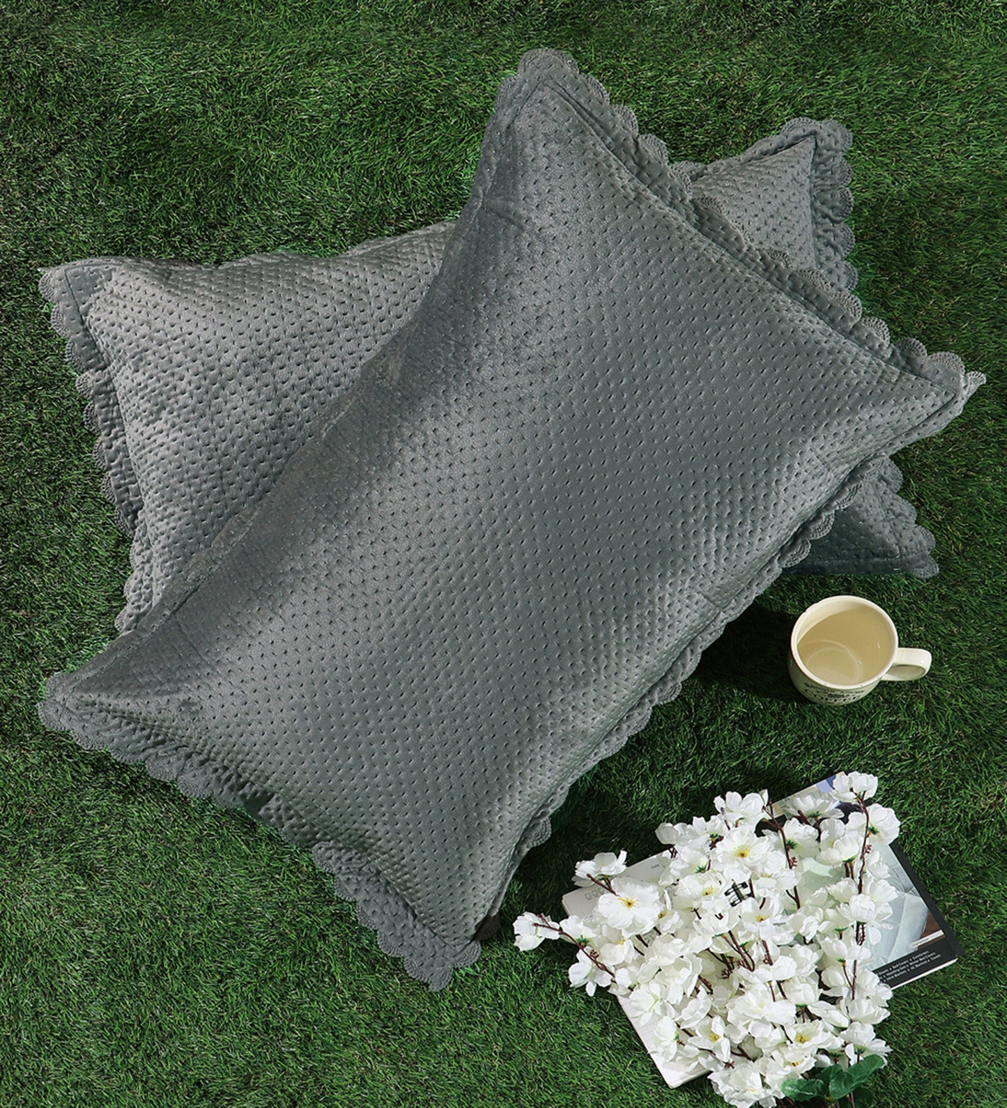 Self Designed cut edged velvet pillow covers