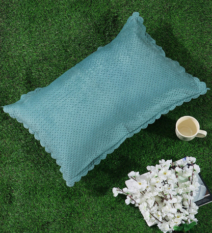 Brown & White Self Design Velvet Rectangle Pillow Cover