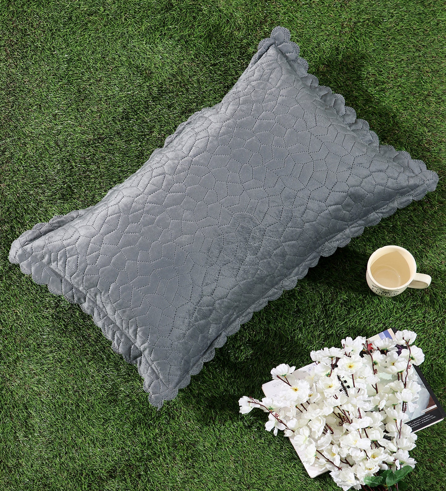 Self Designed cut edged velvet pillow covers