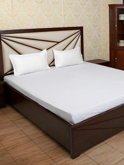 Satin Cotton Striped Premium Bedsheet with  Pillow Covers