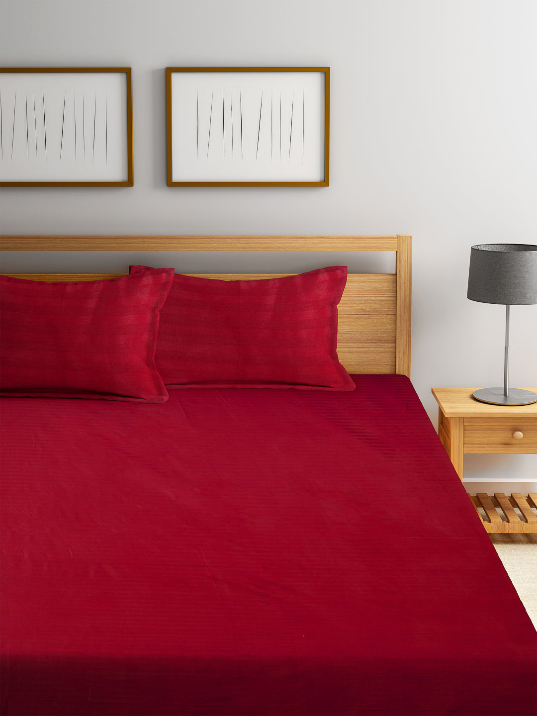 Satin Cotton Striped Premium Bedsheet with  Pillow Covers