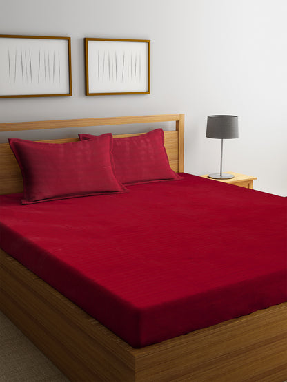 Satin Cotton Striped Premium Bedsheet with  Pillow Covers