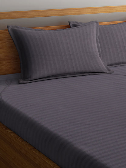 Satin Cotton Striped Premium Bedsheet with  Pillow Covers