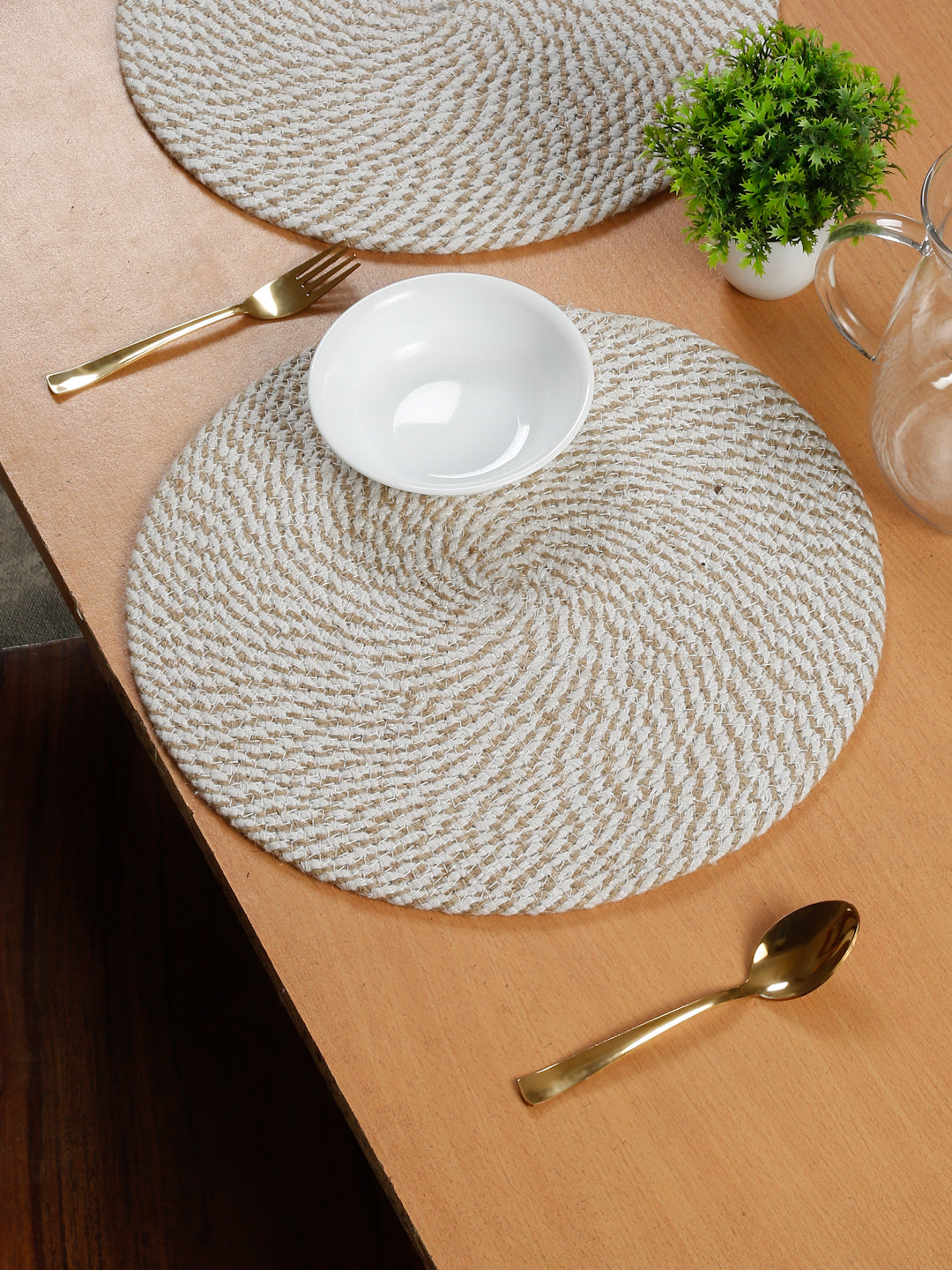 Handcrafted Jute Cotton Table PlaceMats with Self Print Design