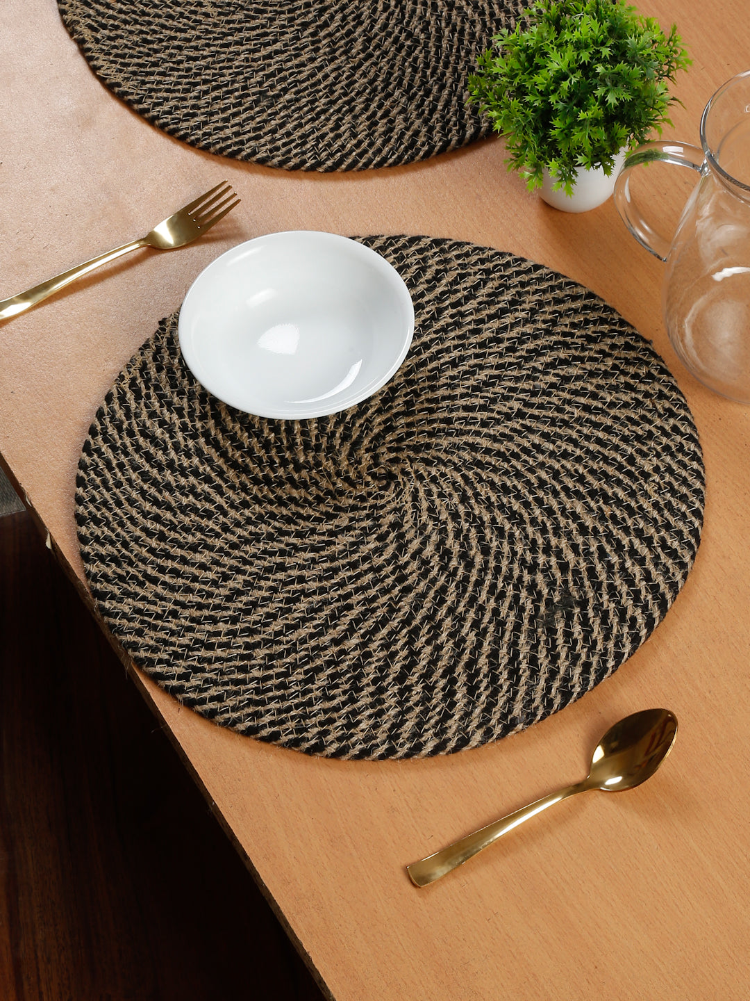 Handcrafted Jute Cotton Table PlaceMats with Self Print Design