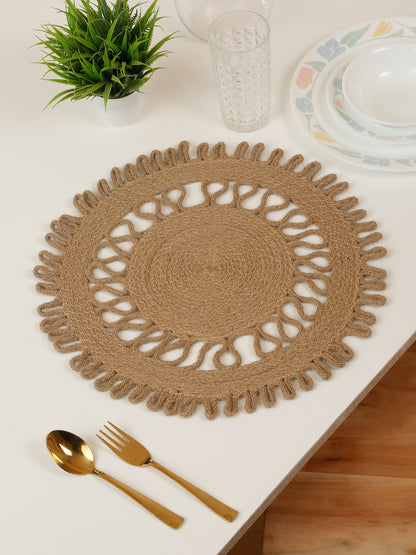 Handcrafted Jute Cotton Table PlaceMats with Self Print Design