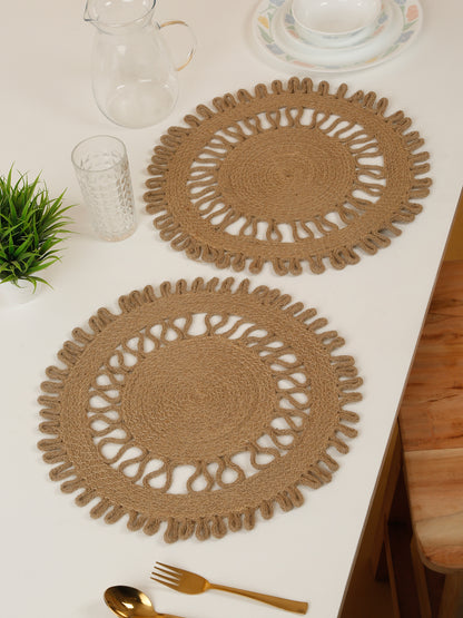 Handcrafted Jute Cotton Table PlaceMats with Self Print Design