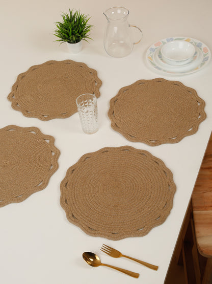 Handcrafted Jute Cotton Table PlaceMats with Self Print Design