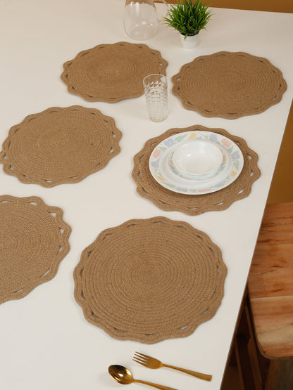 Handcrafted Jute Cotton Table PlaceMats with Self Print Design