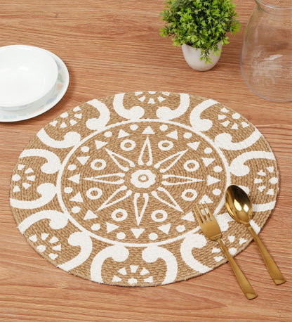 Handcrafted Jute Cotton Table PlaceMats with Self Print Design