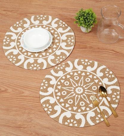 Handcrafted Jute Cotton Table PlaceMats with Self Print Design