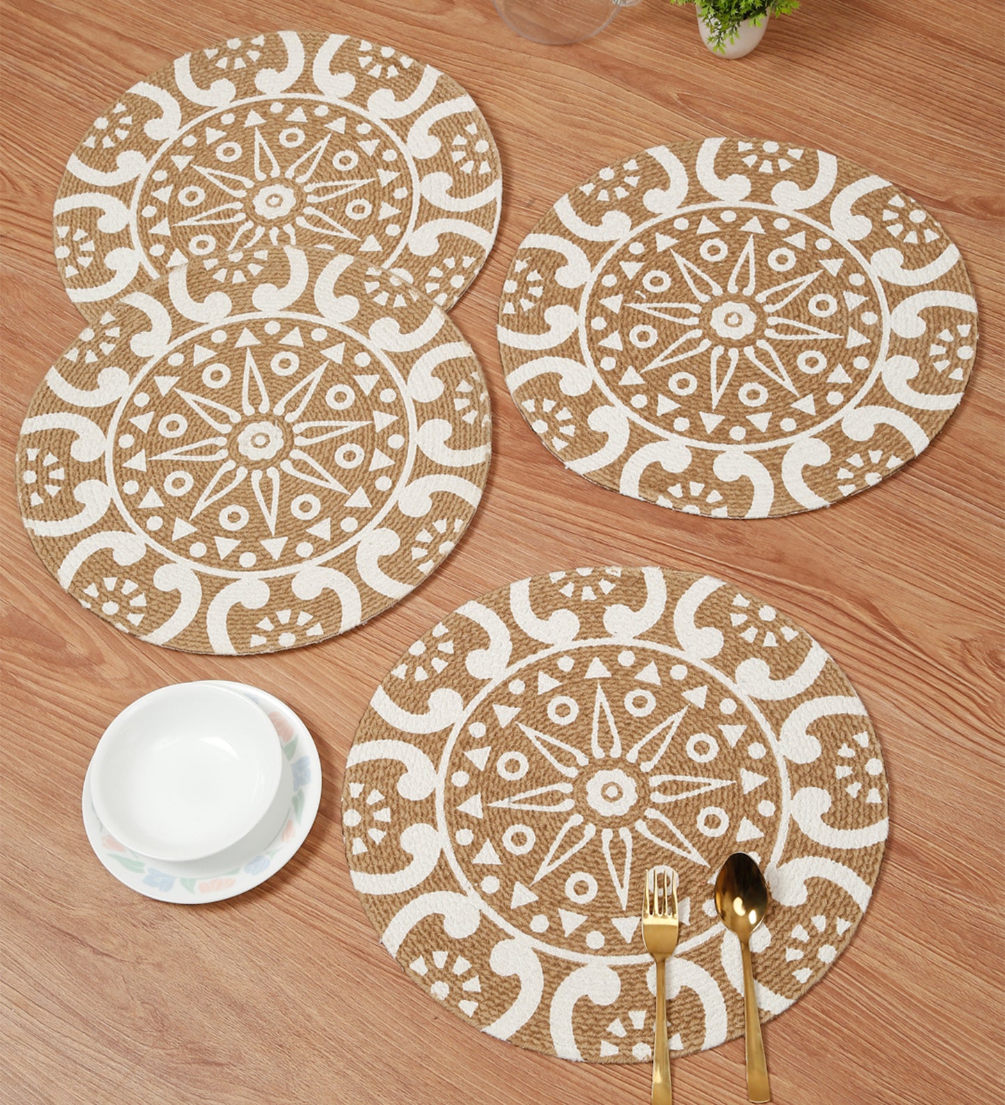 Handcrafted Jute Cotton Table PlaceMats with Self Print Design
