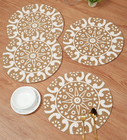 Handcrafted Jute Cotton Table PlaceMats with Self Print Design